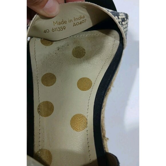 Boden Lena Sandal Size 40 8.5 Black Gold Espadrille Platform Ankle Strap - Picture 12 of 12